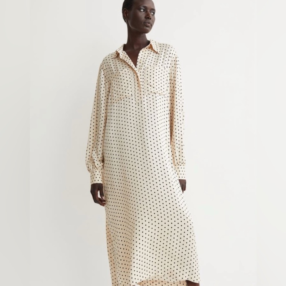 H&M Polka Dot Long Sleeve Shirt Dress - Picture 4 of 5
